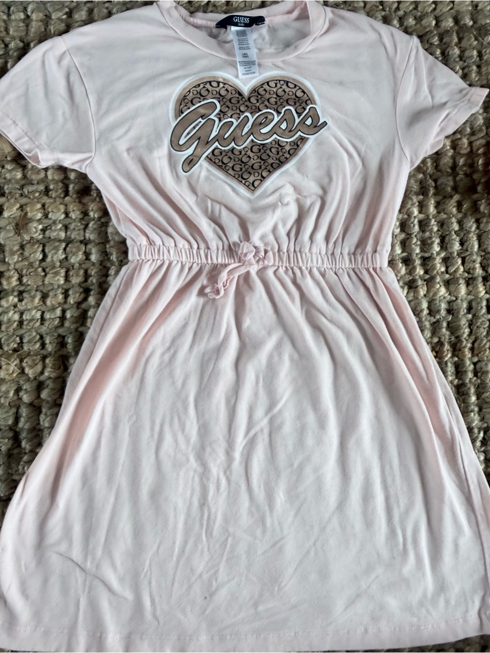 Guess Light Pink Heart Logo Drawstring dress size 6X